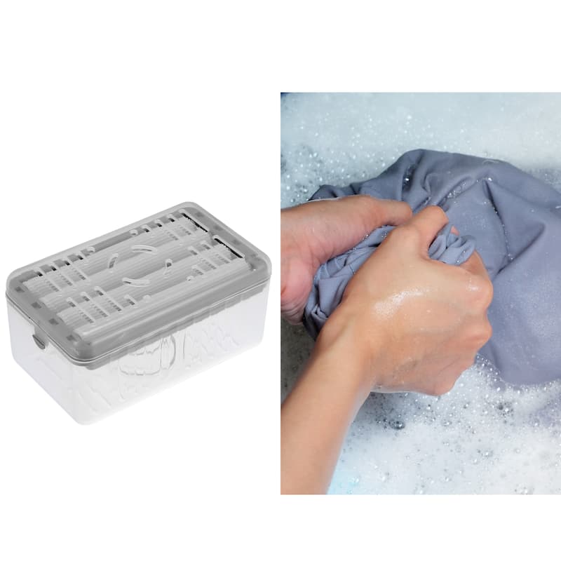 Soap Dish with Drain Multifunctional Soap Cleaning Storage Foaming Box - Gray
