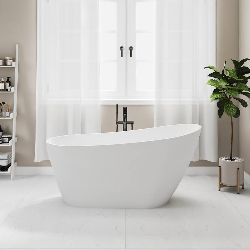 59.06 in. x 29.53 in. Acrylic Freestanding Soaking Bathtub in Gloss white