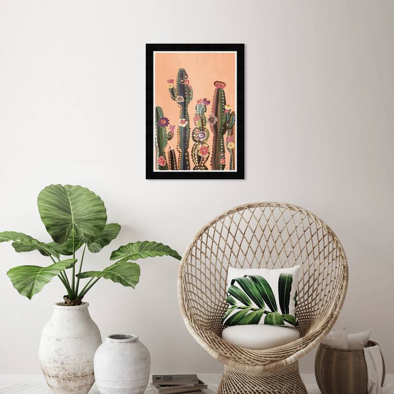 Wynwood Studio Cactus Flora Framed Trendy Maximalist Decor 1 Piece Canvas Wall Art