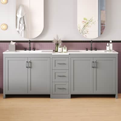 Christopher Knight Home - Vesper Ceramic Dual Sink 84" Vanity
