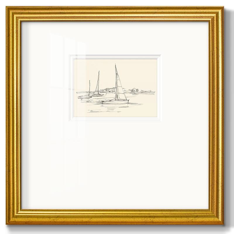 Coastal Contour Sketch IPremium Framed Print - 20x20 - Gold