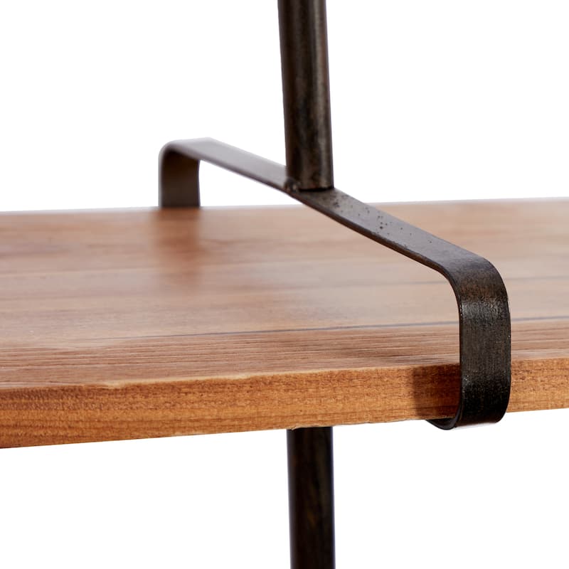 3 Level Wood Wall Shelf with Black Metal Brackets - Brown or Gray