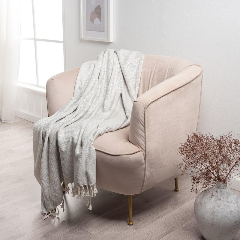 Sevita Diamond Premium Turkish Cotton Standard Size Throw Blanket - Grey