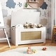 preview thumbnail 2 of 4, 31.5" Rattan Toy Storage Box Toy Cabinet w/ Flip Top Lid &Safety Hinge