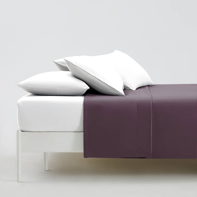 Vilano Oversized Flat Bed Sheet , 2 pack, Flat Sheet Only, Bed Sheet Separates - Full - Purple