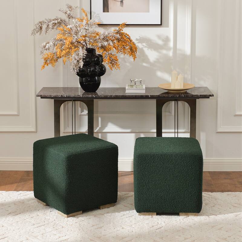 KINWELL 18.5" W Square Boucle Upholstered Ottoman Entryway Footstool