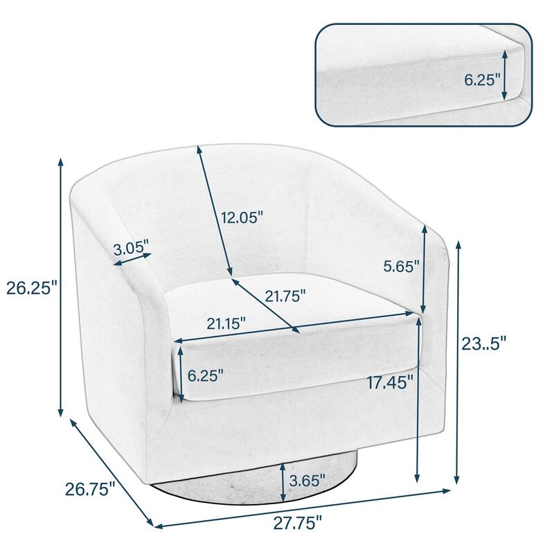 Modern 360°Swivel Accent Chairs Barrel Armchairs