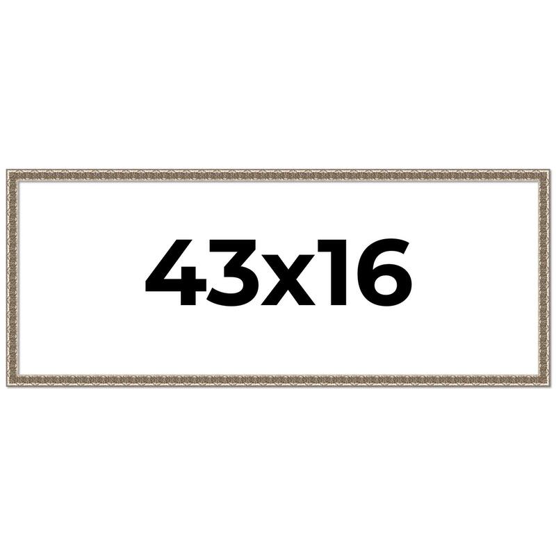 43x16 Frame Silver Versailles Ornate Solid Wood Picture Frame | 1 Inch