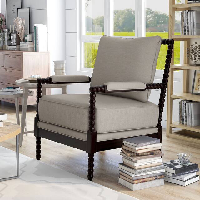 Furniture of America Digg Gray Fabric Cushioned Accent Chair