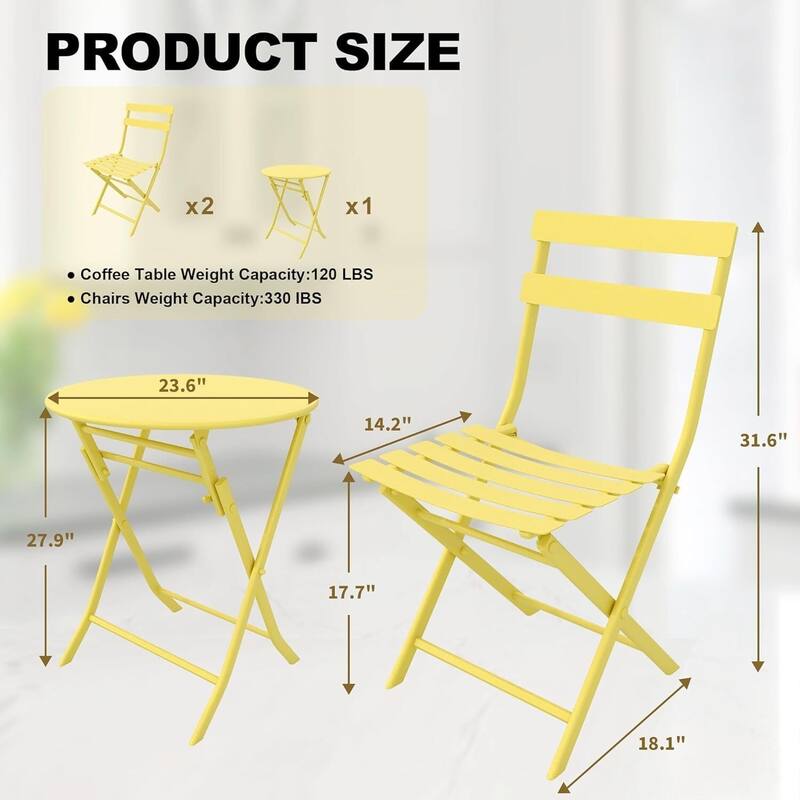 Outdoor Patio Foldable Bistro Set for Bar Garden Backyard