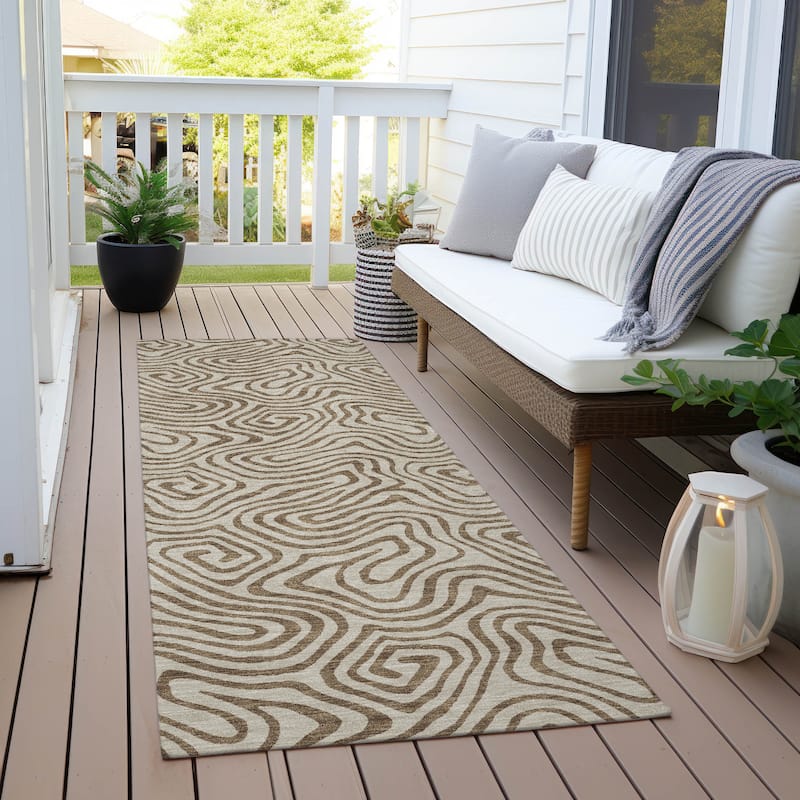 Machine Washable Indoor/ Outdoor Modern Trance Chantille Rug