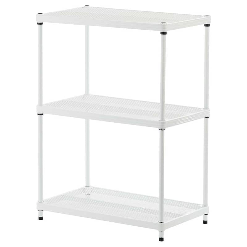 Design Ideas MeshWorks 3 Tier Full-Size Metal Storage Shelving Unit Rack, White - White