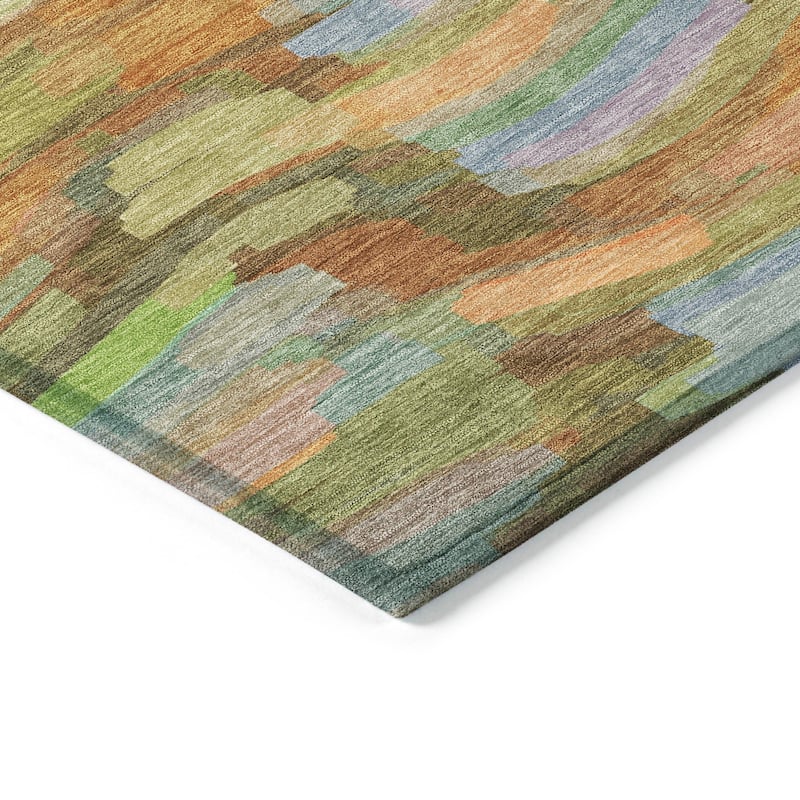 Machine Washable Indoor/ Outdoor Abstract Rock Chantille Rug