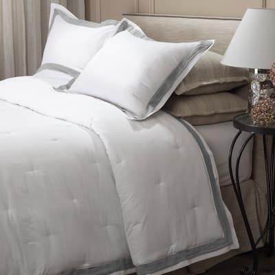 Orfeo Linen Comforter, White/Grey, Set