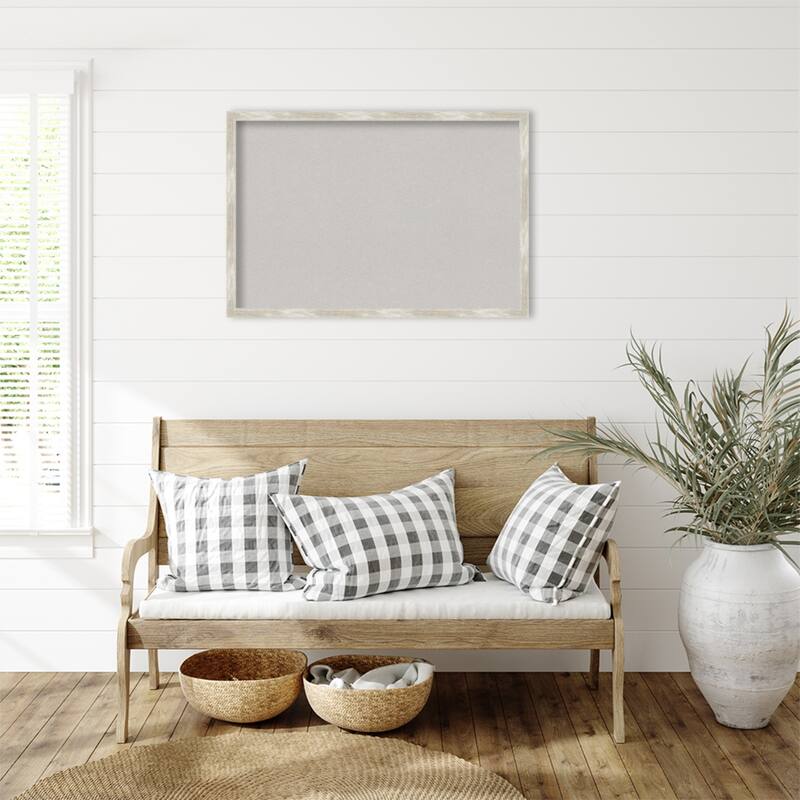 Crackled Metallic Narrow Framed Grey Corkboard Bulletin Board