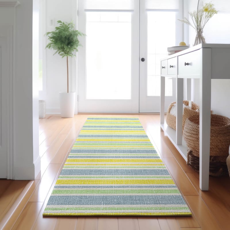 Premium Washable Super Soft Modern Cabana Stripe Mayfield Rug - Denim - 2' 3" x 7' 6" - Runner
