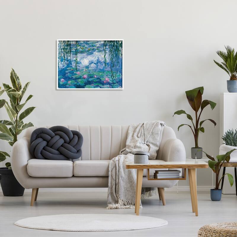 Stupell Classic Water Lilies Painting Monet Pond Detail Framed Giclee Texturized Art by Claude Monet