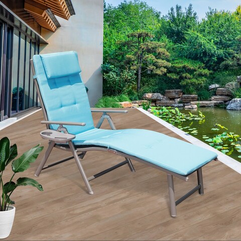 Outdoor Adjustable Recliner Folding Lounge Table Chair