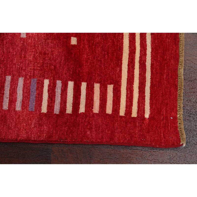 Geometric Gabbeh Kashkoli Oriental Area Rug Hand-knotted Wool Carpet - 2'7" x 4'2"