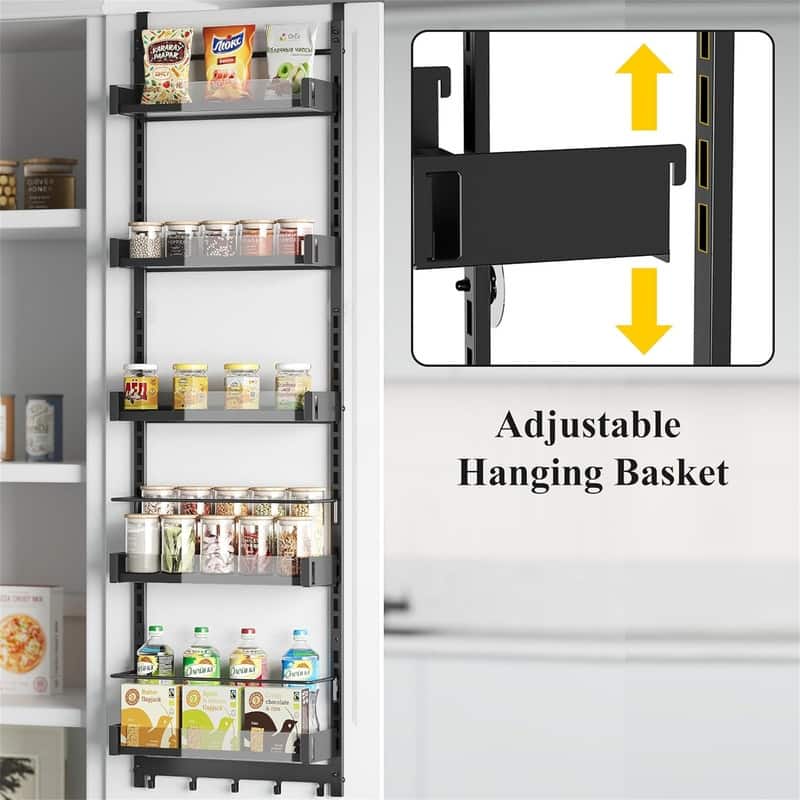 6-Tier Pantry Door Organizer Adjustable - 4.92"D x 14.56"W x 50.6"H