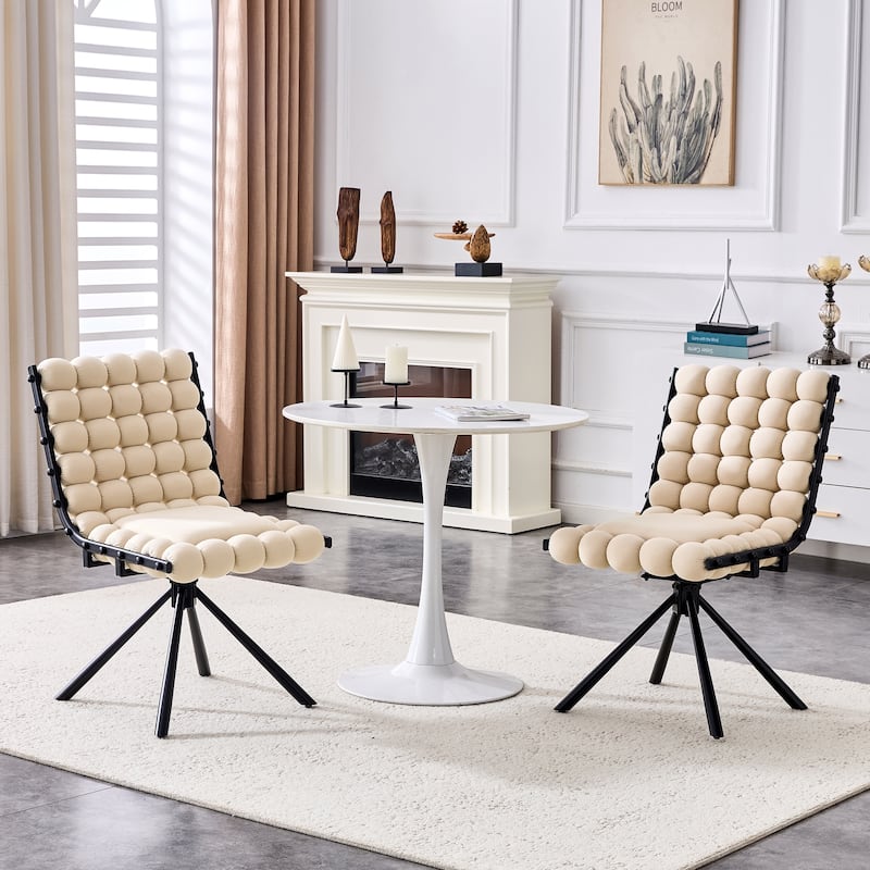 Set of 2, Velvet Dining Chairs with Metal Legs, Modern Tufted Accent Chairs for Dining Room & Kitchen