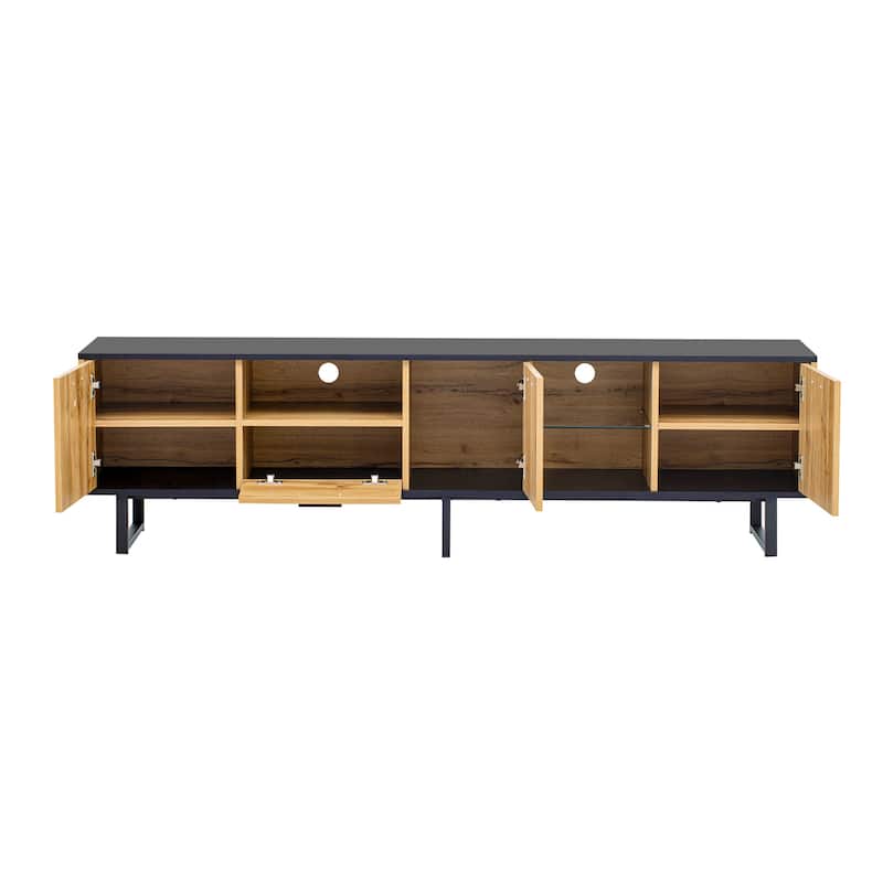 Modern TV Stand with 5 Storage Cabinets Storage and Upper and Lower Shelf for Living Room and Home Theater