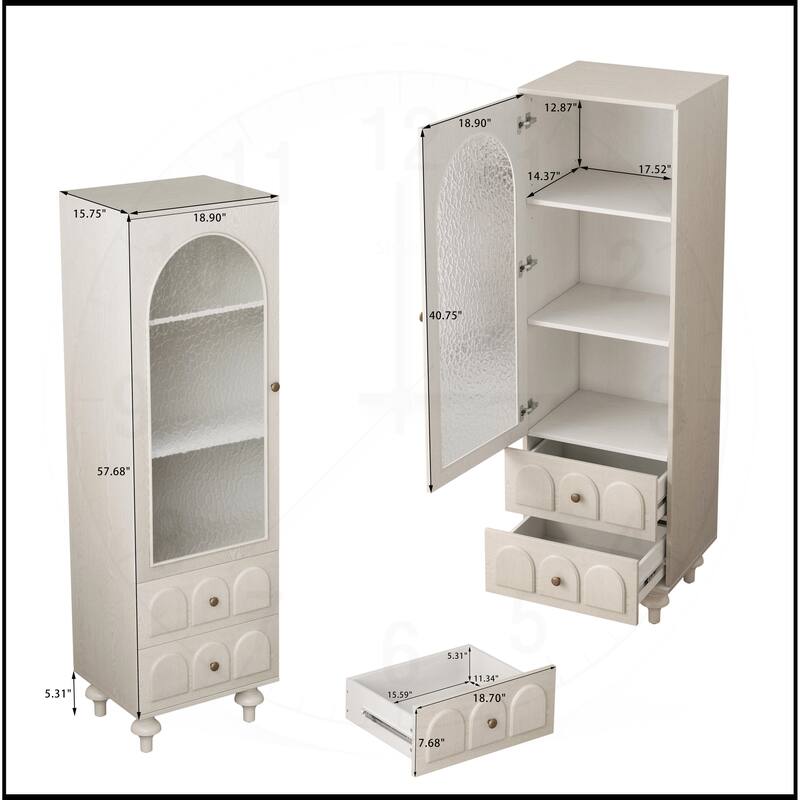 62.99" Tall Storage Display Cabinet with Tempered Glass Door