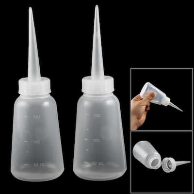 2 Pcs 150ml Empty Plastic Long Tip Kitchen Oil Vinegar Squeeze Bottles - Clear White