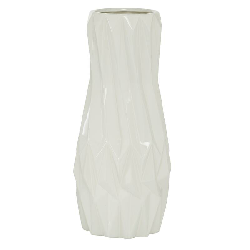 White Ceramic Geometric Decorative Vase