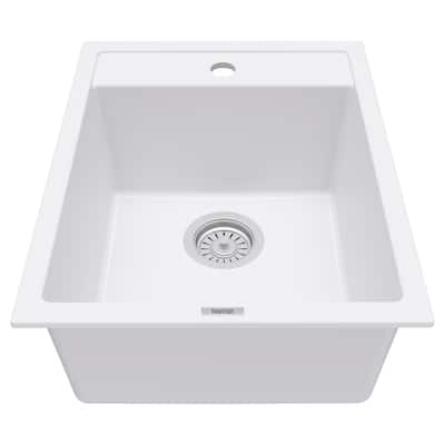 Karran QT-825 Drop-in 15-3/4" Single Bowl Quartz Composite Kitchen Sink