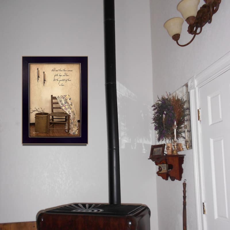 TrendyDecor4U Farmhouse "These Three Remain" Framed Print Wall Art by Susan Boyer