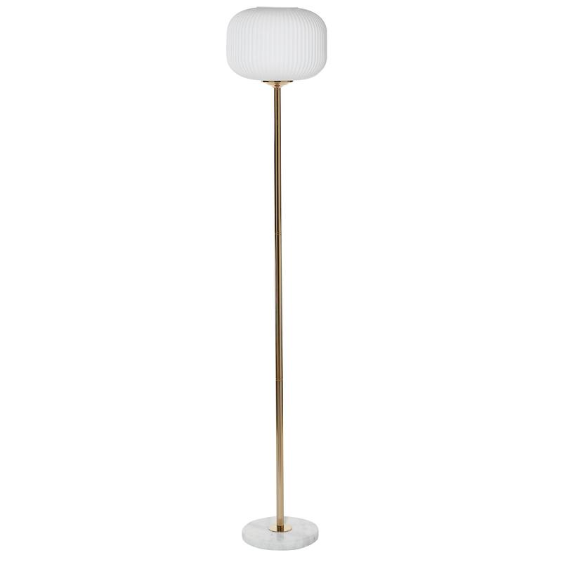 CosmoLiving by Cosmopolitan White Metal Room Floor Lamp with Round Ribbed Shade
