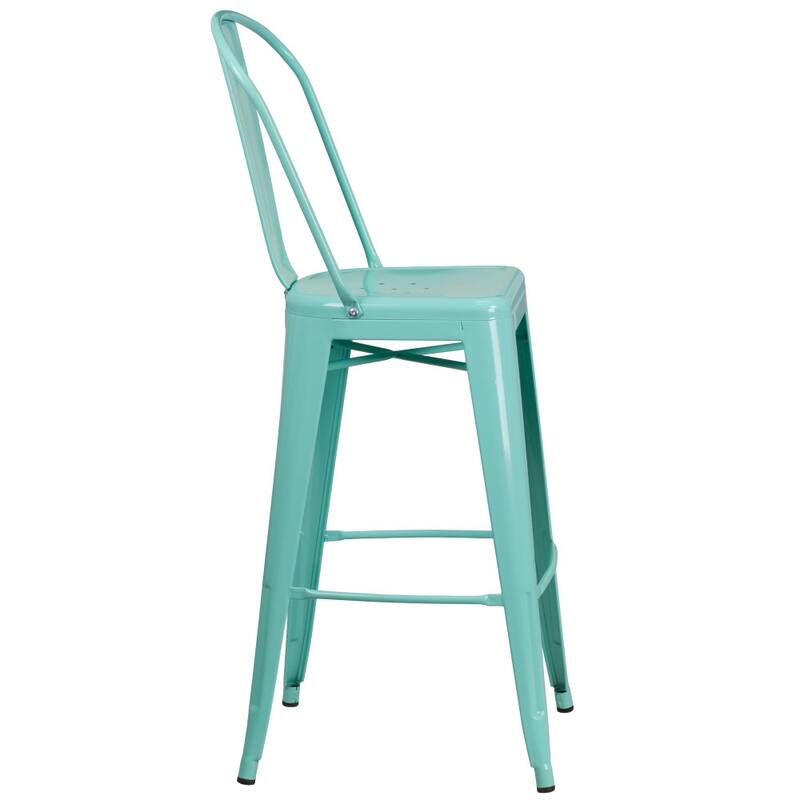 4 Pack 30" High Metal Indoor-Outdoor Barstool with Back - Kitchen Furniture