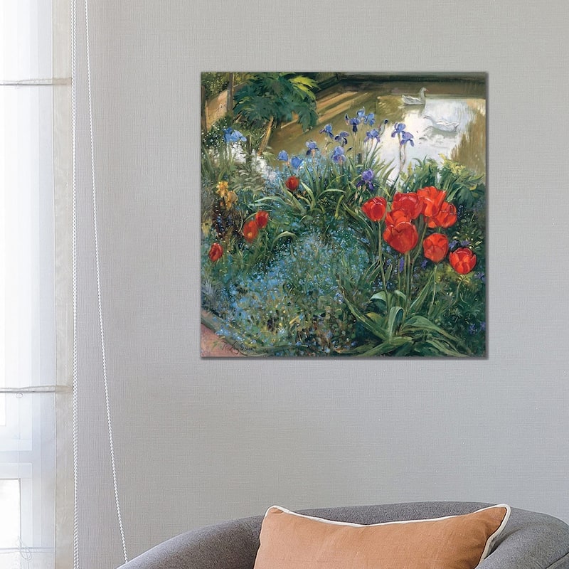 iCanvas "Red Tulips And Geese" by Timothy Easton Canvas Print - 26x26x1.5