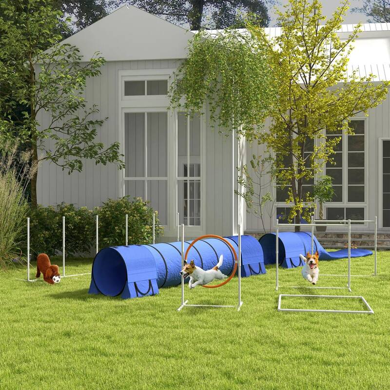 7PC Agility Training Equipment for Dogs with Tunnels, Jumping Ring