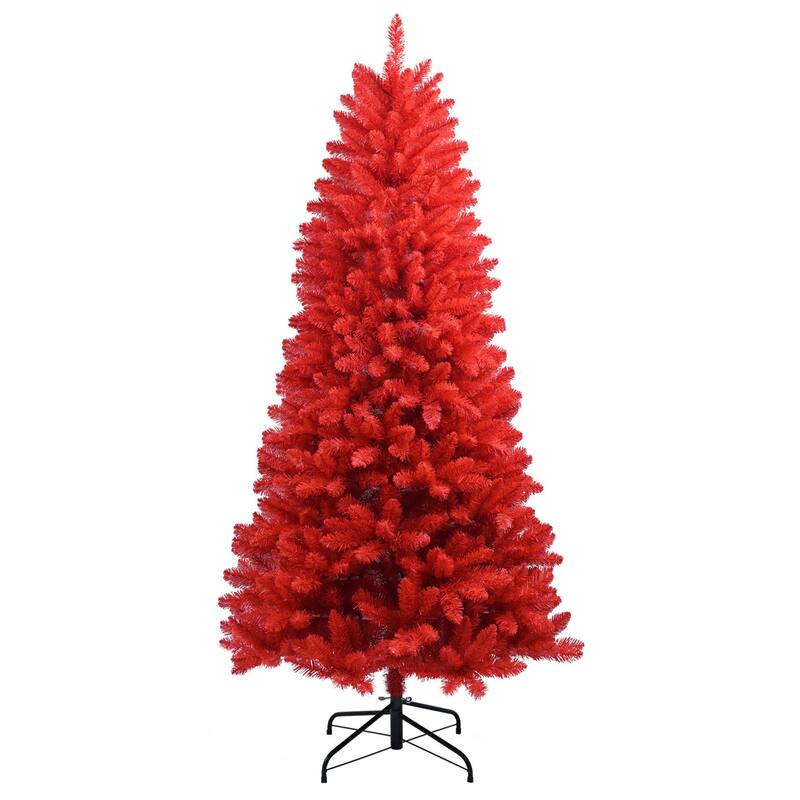 HomeRoots 7' Red Full Fir Christmas Tree - 40.00 in. x 84.00 in. x 40.00 in.