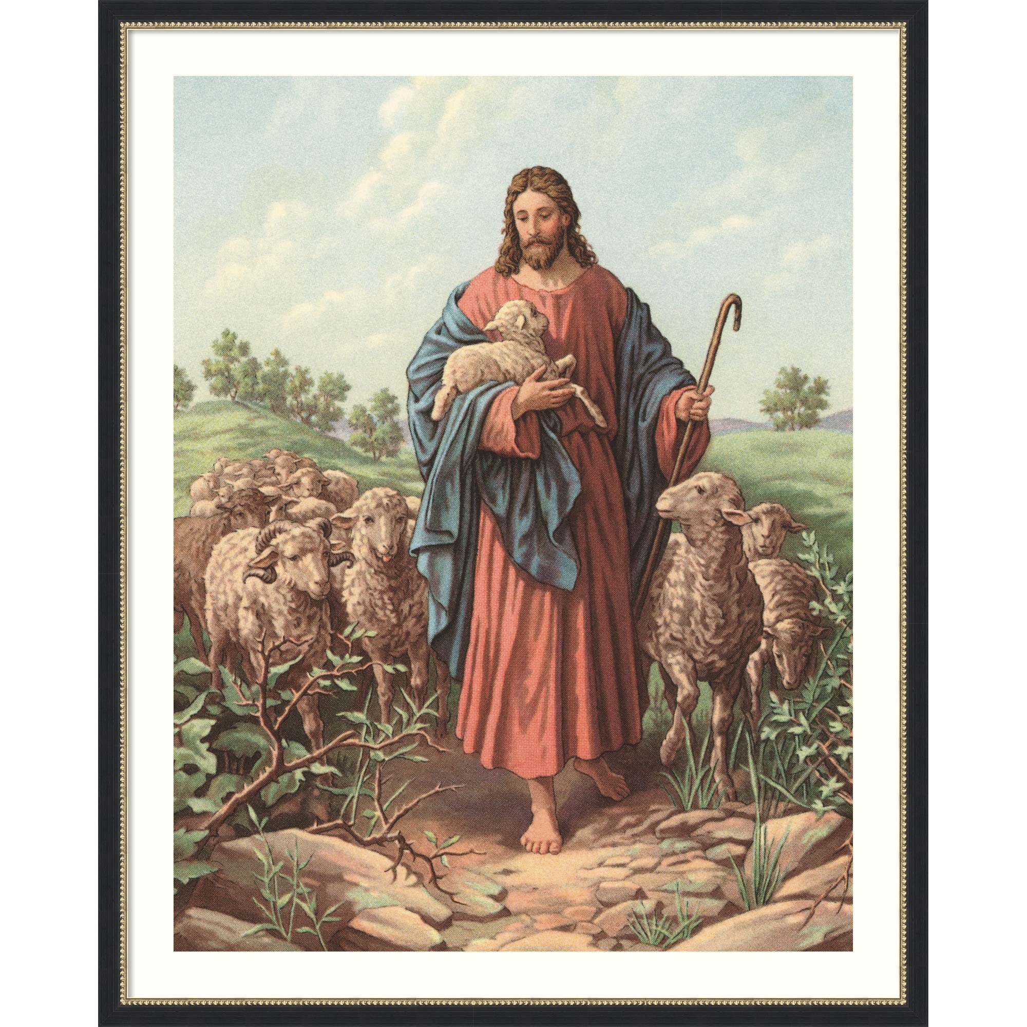 Christ As Good Shepherd 1929 by American School Wood Framed Wall Art Print