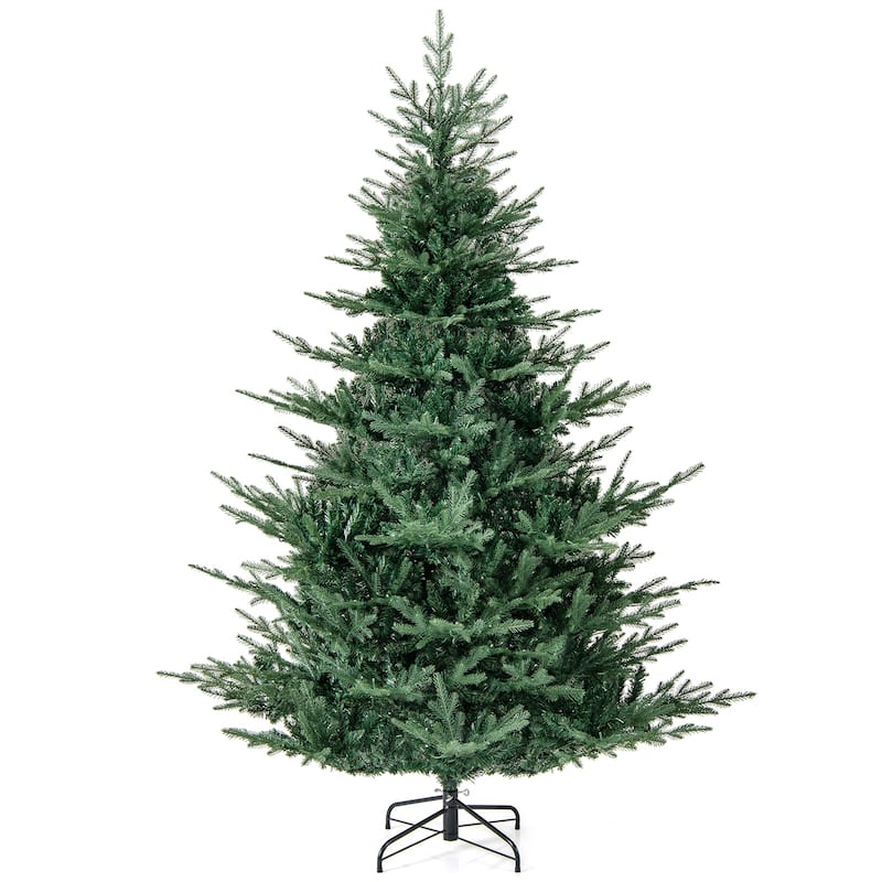 Gymax Pre-Lit Artificial Christmas Tree Hinged Xmas Tree w/ PVC & PE