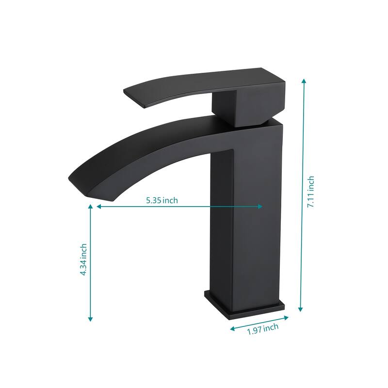 Single Handle Waterfall Bathroom Sink Faucet with Waterfall Spout, Rust and Corrosion Resistant, Easy Clean