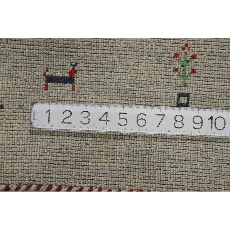 Hand Knotted Oriental 100% Wool Carpet Tribal Animal Pictorial Beige & Ivories Gabbeh Area Rug - 5' 0'' X 3' 0''