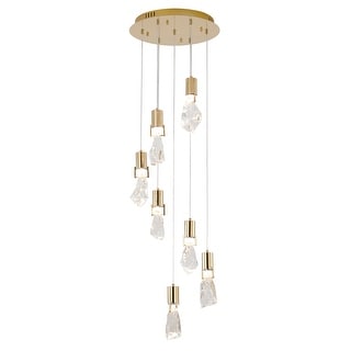 7 Light Gold Stainless Steel Chandelier With Crystal Shades - Bed Bath ...