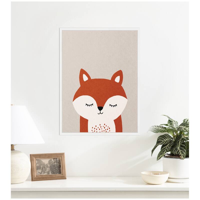 Kate and Laurel Fox by July Art Prints Framed Canvas Wall Art Print