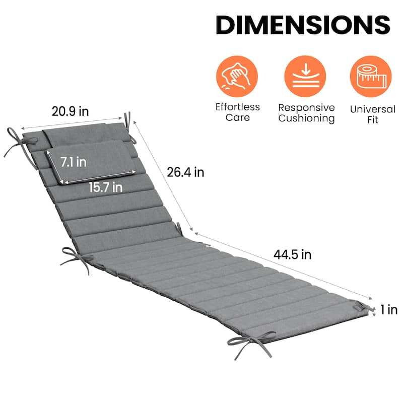 Pellebant Outdoor Chaise Lounge Cushions Patio Lounger Pad with Straps