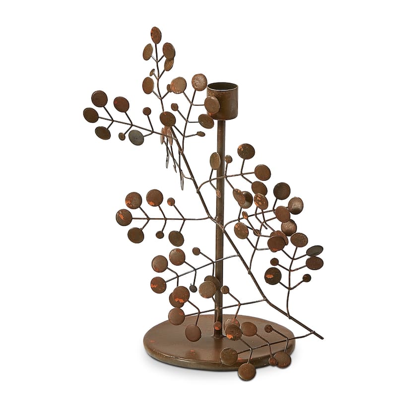 Tarin Small Taper Holder Brown Iron Candle Holder 9 in H for Straight Candles Everyday Use Decorative Accent