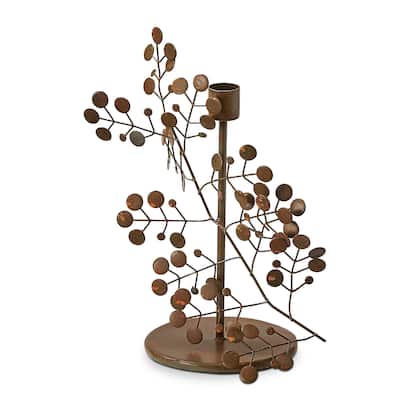 Tarin Small Taper Holder Brown Iron Candle Holder 9 in H for Straight Candles Everyday Use Decorative Accent