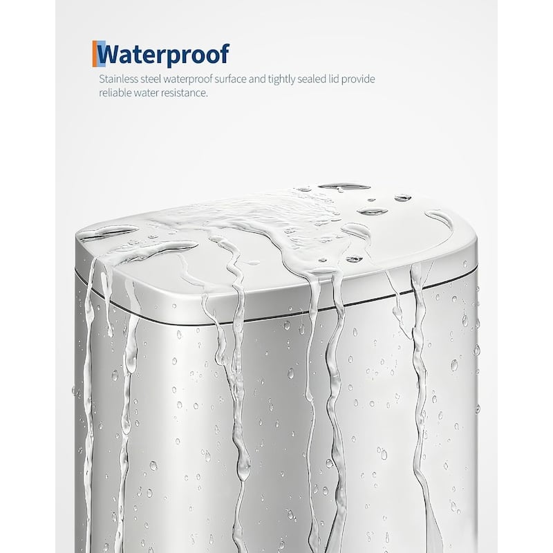 13 Gallon Step-on Stainless Steel Kitchen Trash Can, Rustproof Garbage Can with Lid