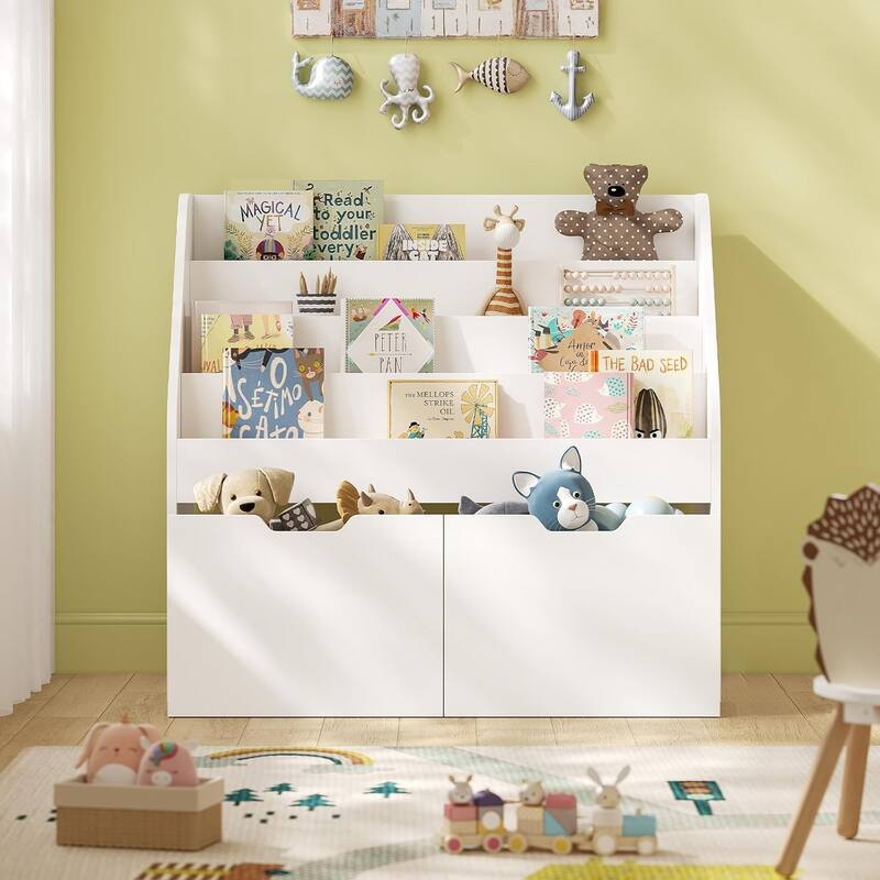 Toy Storage Organizer Kids Bookshelf 2 Drawers Book Display Kindergarten