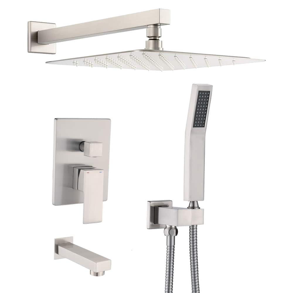 YASINU 10" High-Pressure Rainfall Shower System with Handheld Shower Head and Bathtub Faucet