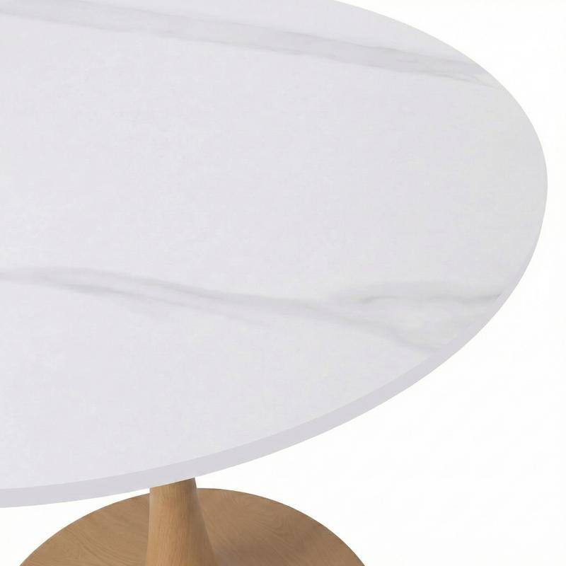 Bristol Modern 31" Round Sintered Stone Dining Table with Pedestal Base - Minimalist Scratch-Resistant Kitchen Table