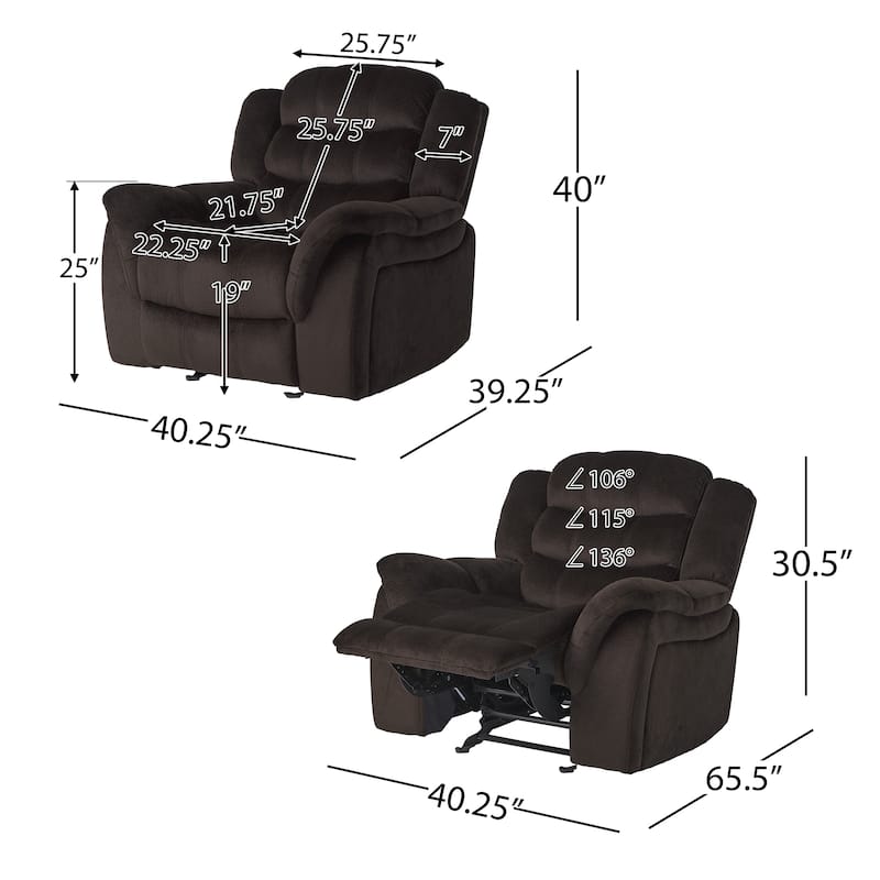 Oversized Rocker Recliner Chair for Adults, Manual Recliner Glider for Bedroom Comfy Living Room Reclining Sofa Chair